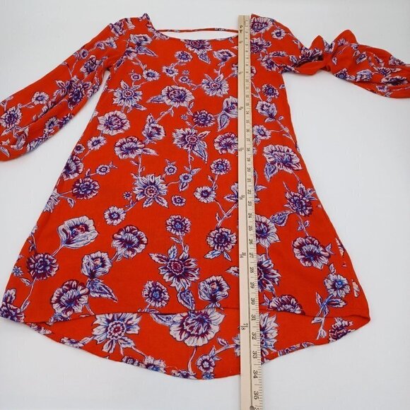 Billabong Orange Floral Shift Dress Women's XS Mini Boho Festival Hippie Beach - Picture 11 of 12
